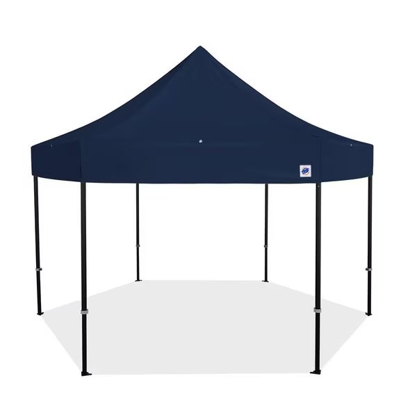 TAA Compliant HUB Shelter, 15' W x 15' L, Black Aluminum Frame, Navy Blue Top, E-Z Up, Mfr#: HB3ALU15KFBKTNB